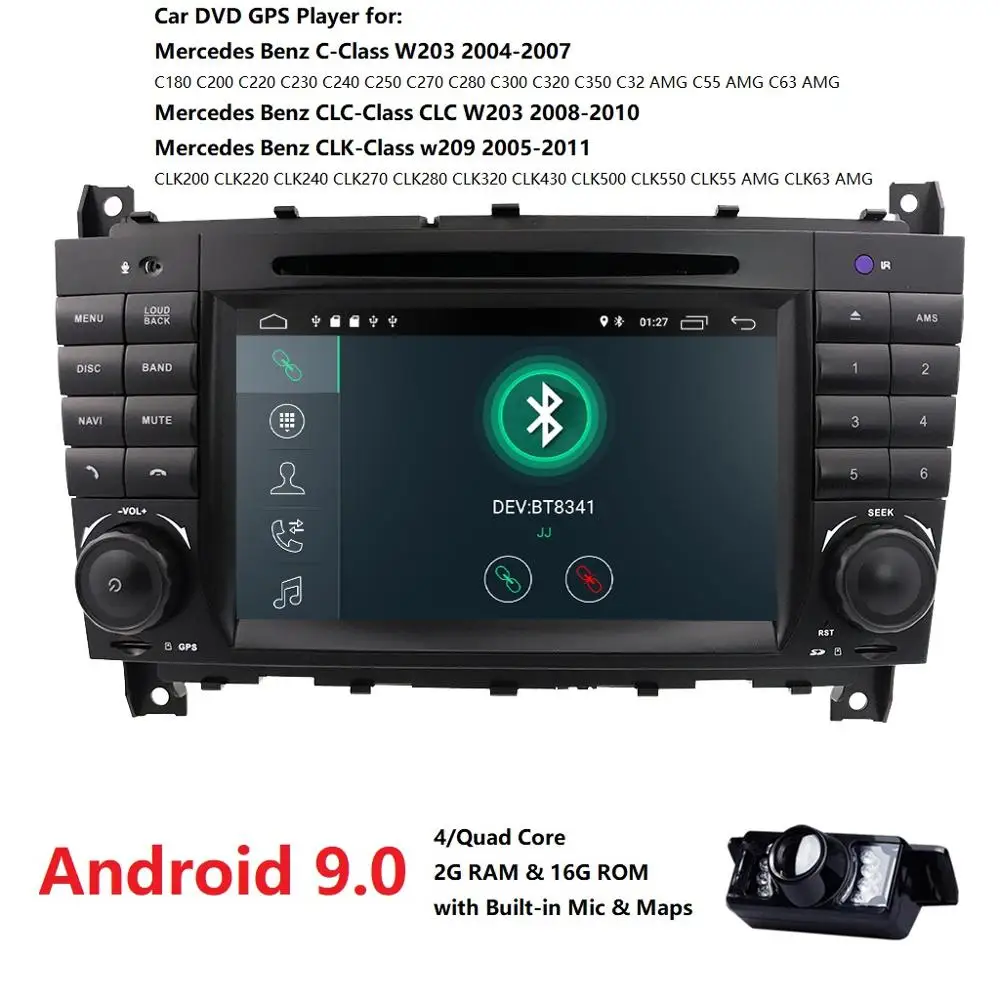 2G ram 16G rom Android 9,0 " автомобильный DVD gps для Mercedes/Benz W203 W209 W219 A-Class A160 C-Class C180 C200 CLK200 dab камера