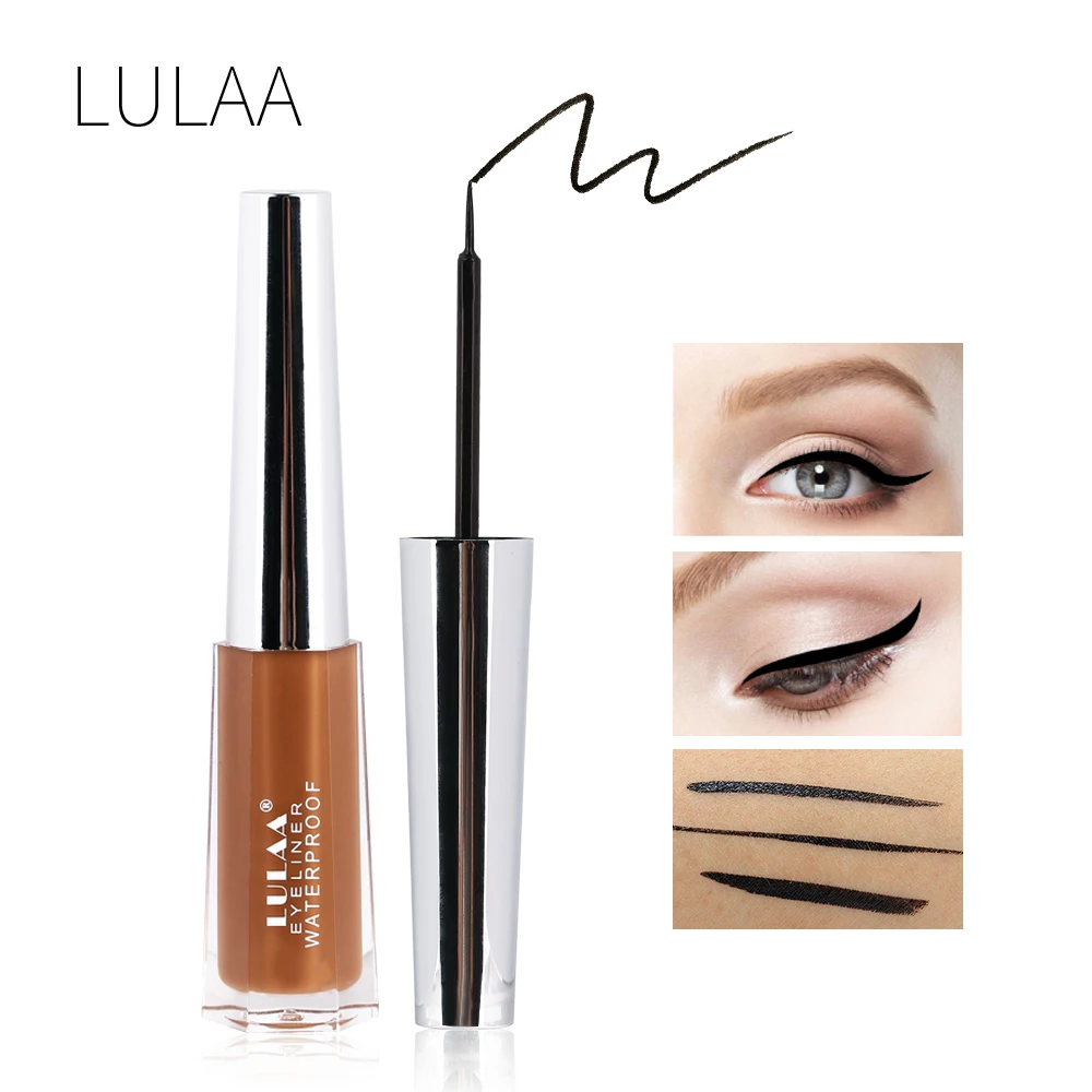 Lulaa, перекрестный макияж, Ослепительная Черная Подводка для глаз, жидкая, прочная, водостойкая, не окрашивающая, быстросохнущая подводка для глаз, жидкая