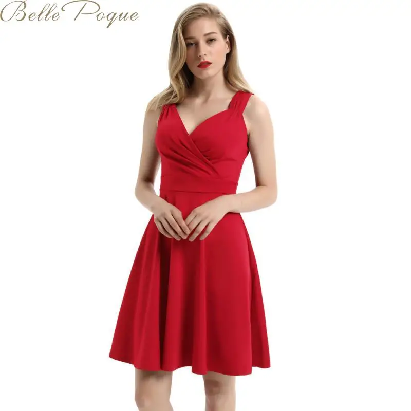Belle Poque, винтажное плиссированное платье с v-образным вырезом, женское элегантное вечернее платье, однотонное, без рукавов, ТРАПЕЦИЕВИДНОЕ,, летнее платье для женщин