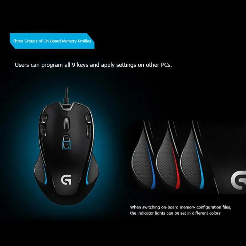 Оптическая игровая мышь Logitech G300s для обеих рук проводная USB с 9 программируемыми