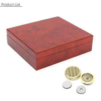 

1Pc 20 Count Black & Brown Cedar Wood Lined Cigar Storage Case Box With Humidor Humidifier Hygrometer Cigar Moisturizing Device