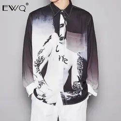 EWQ/2019 осенне-зимняя модная Новая мужская рубашка с абстрактным рисунком, свободная черная рубашка с длинным рукавом в английском стиле 19H-a98