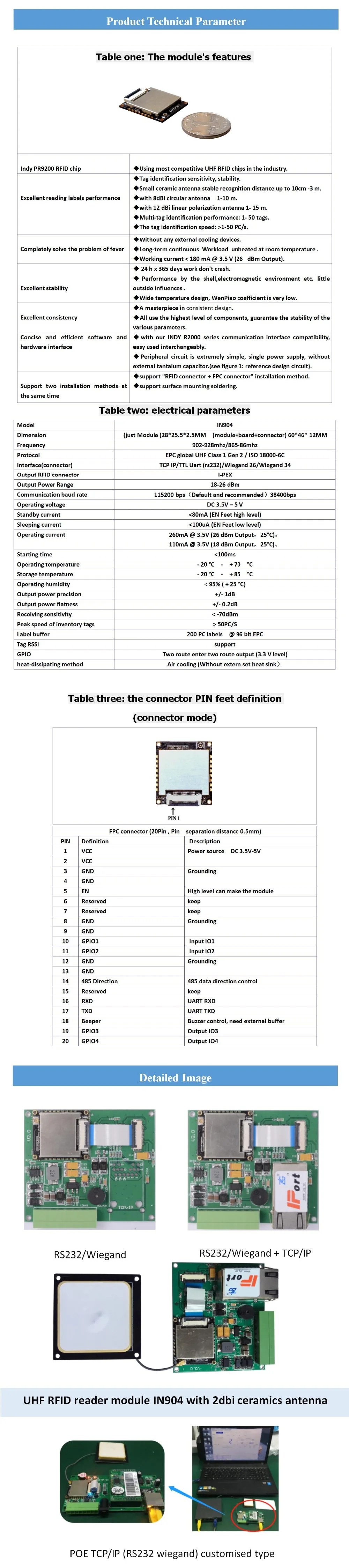 1 шт. мини RS232/wiegand/ethernet UHF RFID считыватель модуль 1-2 м+ макетная плата+ 2dbi керамическая антенна Бесплатный uhf rfid тег образец