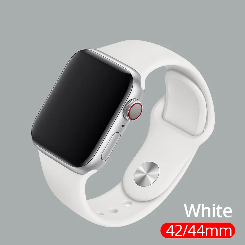 PZOZ мягкий силиконовый сменный спортивный ремешок для Apple Watch серии 1 2 3 4 5 42 мм 44 мм браслет на запястье ремешок для iWatch 38 мм 40 мм - Цвет: 42 44mm White