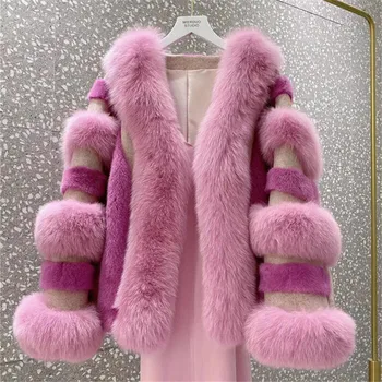 

2020 New 100% Natural women's outerwear coats Luxury Genuine Real Mink Fur Fox Fur Jackets