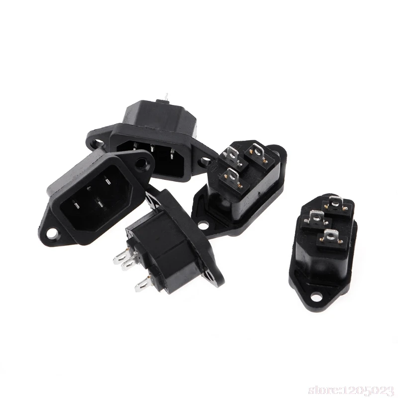 

5 Pcs 3P IEC 320 C14 Male Plug Panel Power Inlet Sockets Connectors AC 250V 10A #RW1209