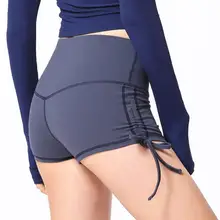 Ходовые шорты йоги пуш-ап бедра сексуальные складывающиеся шнурки для активных упражнений фитнес-зал тренировки Высокая талия Шорты