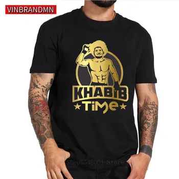 

100% Cotton Short Sleeve Khabib Time Men's T Shirt Casual Summer Male Fighter Tshirt Khabib Nurmagomedov T-Shirt MMA Boxing Tees