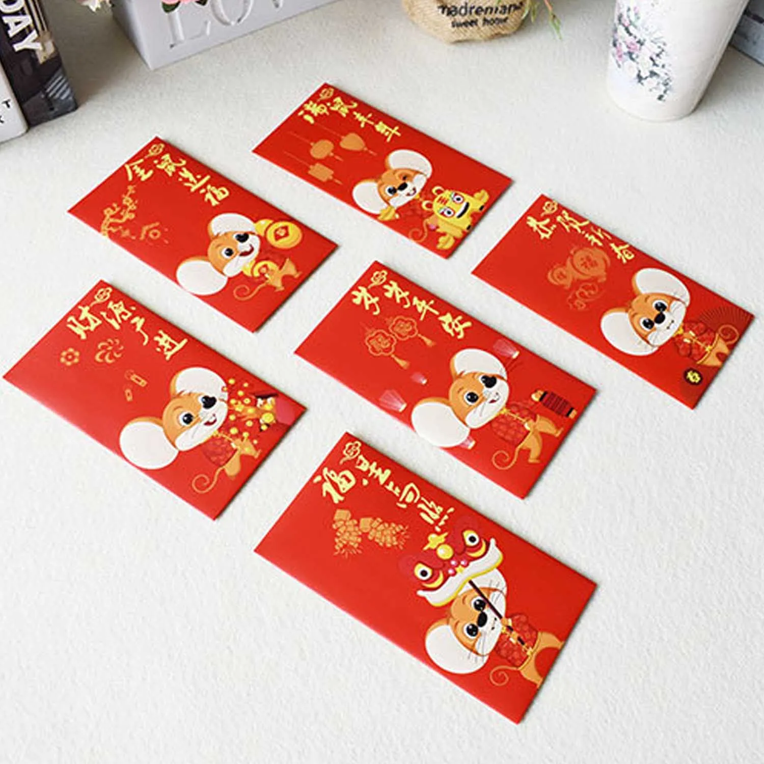 18 шт год красный карман счастливые конверты крысы Hong Bao Деньги пакеты на Лунный год, праздник весны случайный стиль