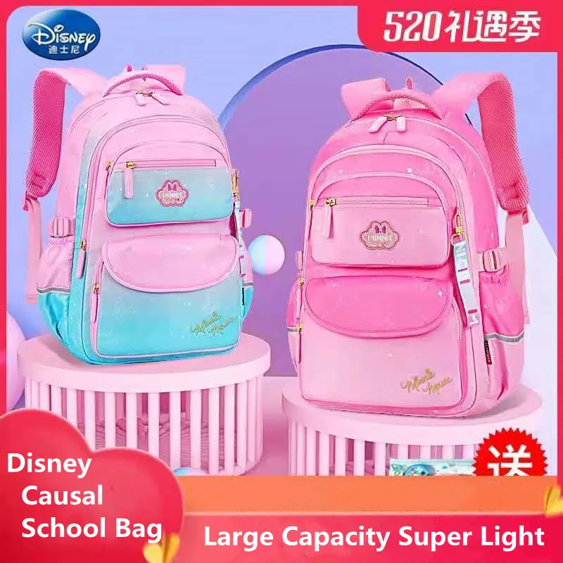 disney-minnie-causal-school-bag-for-girls-large-capacity-super-light-water-proof-primary-student-shoulder-orthopedic-backpack