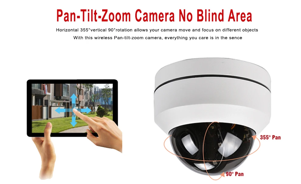 2MP H.265 WI-FI IR PTZ Камера 4X зум Беспроводной HD IP купольная Камера ИК 50 м Ночное видение 2-полосная аудио SD Запись P2P мобильный Управление