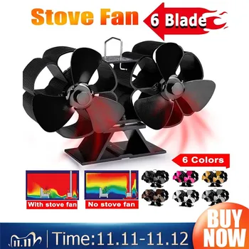 

Stove Fan 6 Blade Fireplace Fan Heat Powered komin Wood Burner Eco Quiet Home Efficient Heat Distribution