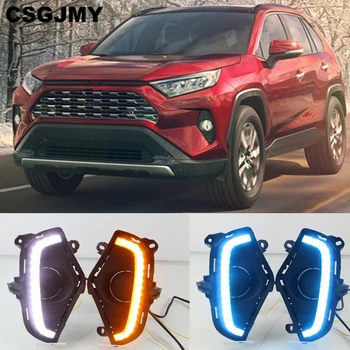 

2PCS LED Daytime Running Light DRL For Toyota RAV4 2019 2020 Waterproof 12V Yellow Turn Signal Indicator Light Bumper Lamp