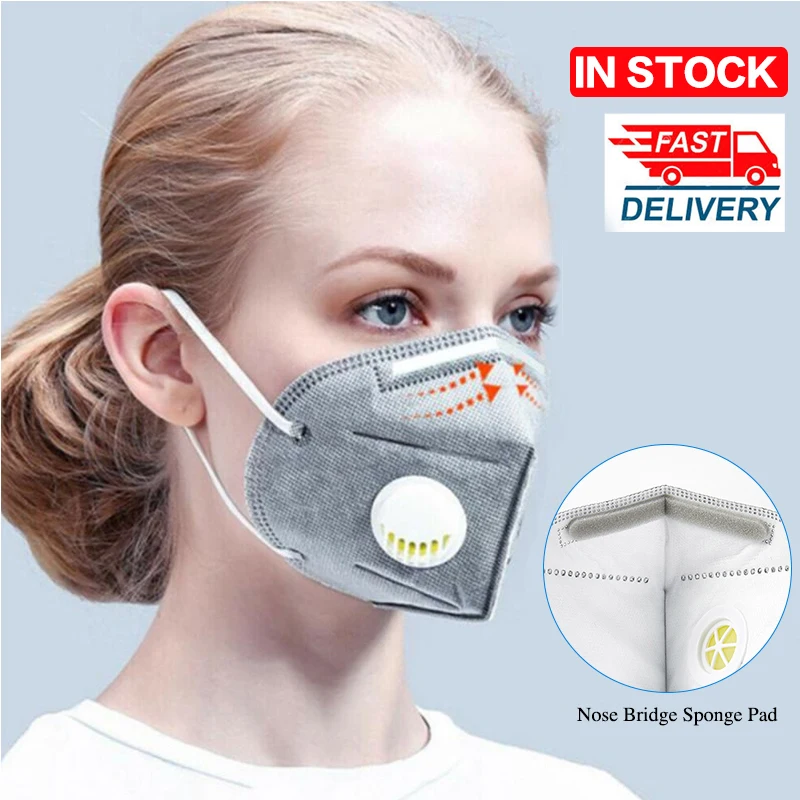 

5/10/20PCS Reusable Safe Masks 6-layer Non Woven Masks Anti Haze Dust Valved Face Mask 95% Filtration Protection Respirator