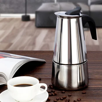 

Mocha Coffee Pot Moka Stainless Steel Kettle Italian Espresso Coffee Maker Bottle 100/200/300/450ML Barista Pot Drop Shipping