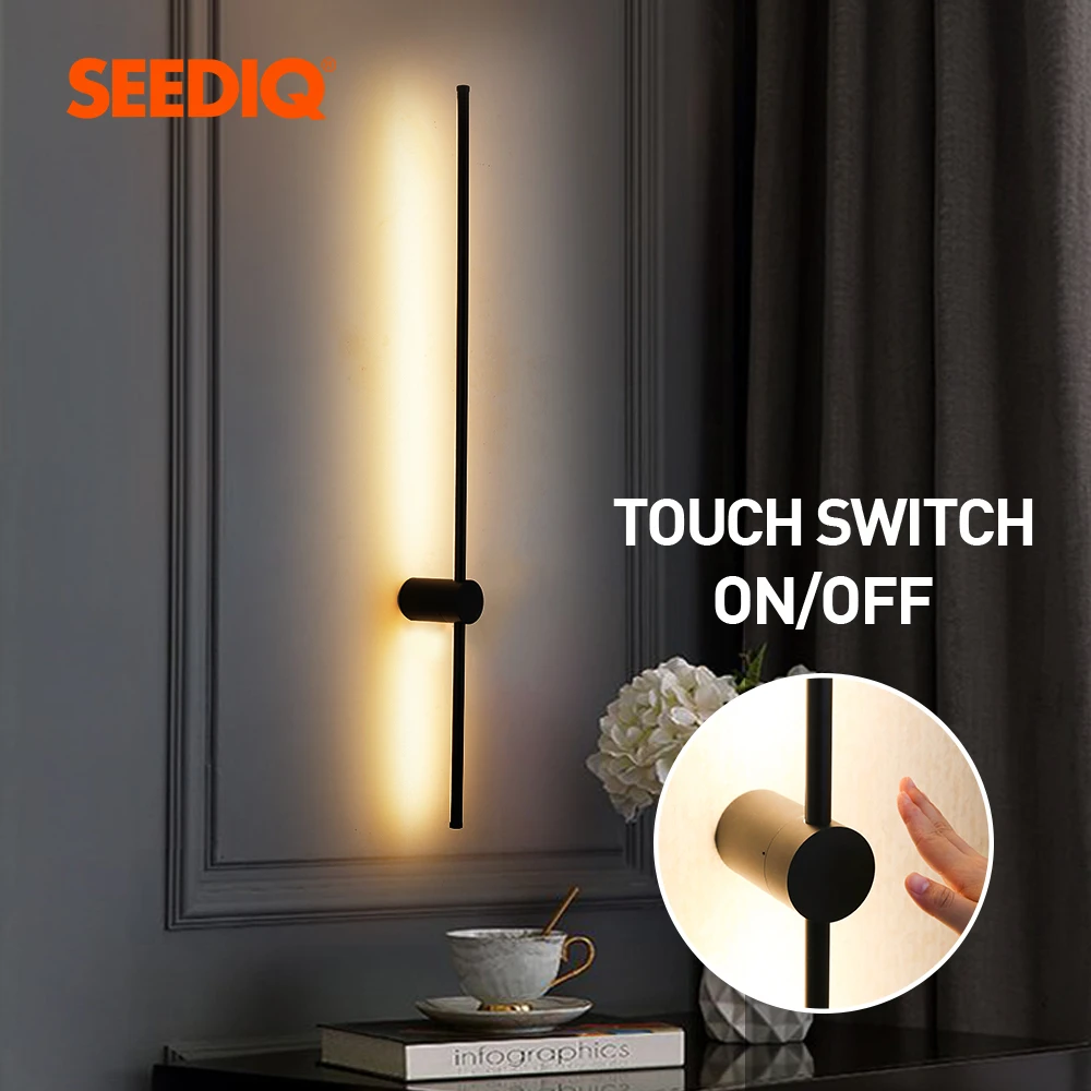 Led Indoor Wall Lamp Touch Switch Wall Sconce Lighting Fixture Bedroom Living Room Sofa Background Decor Wall Light For Home wall mounted lamp