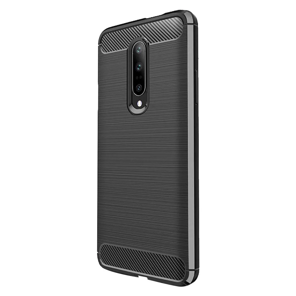 For Oneplus 7 Pro 6.7 inch Luxury Silicone Rubber Protective Hard Phone Case Dirt-resistant Slim Cover Carbon fibre Hard Case