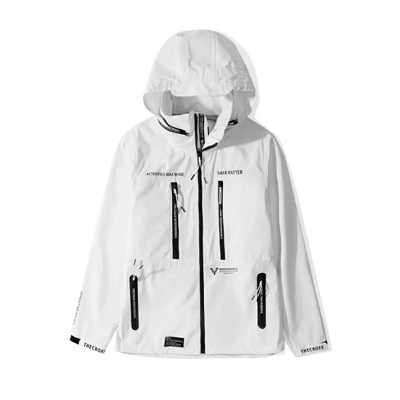 Куртка карго CROXX Techwear мужская с капюшоном легкая модная надписью и графическим