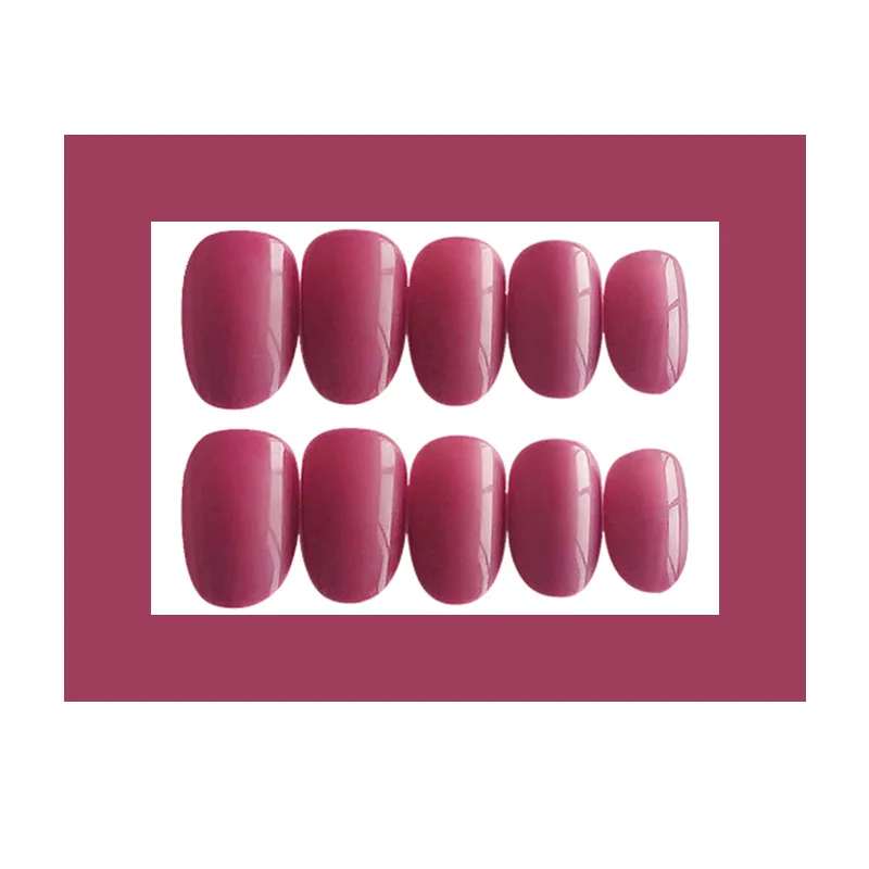 Nusx 24Pcs Purple French False Nails Artificial Fake Nail Press on Full Cover Nails Tips Nude 3