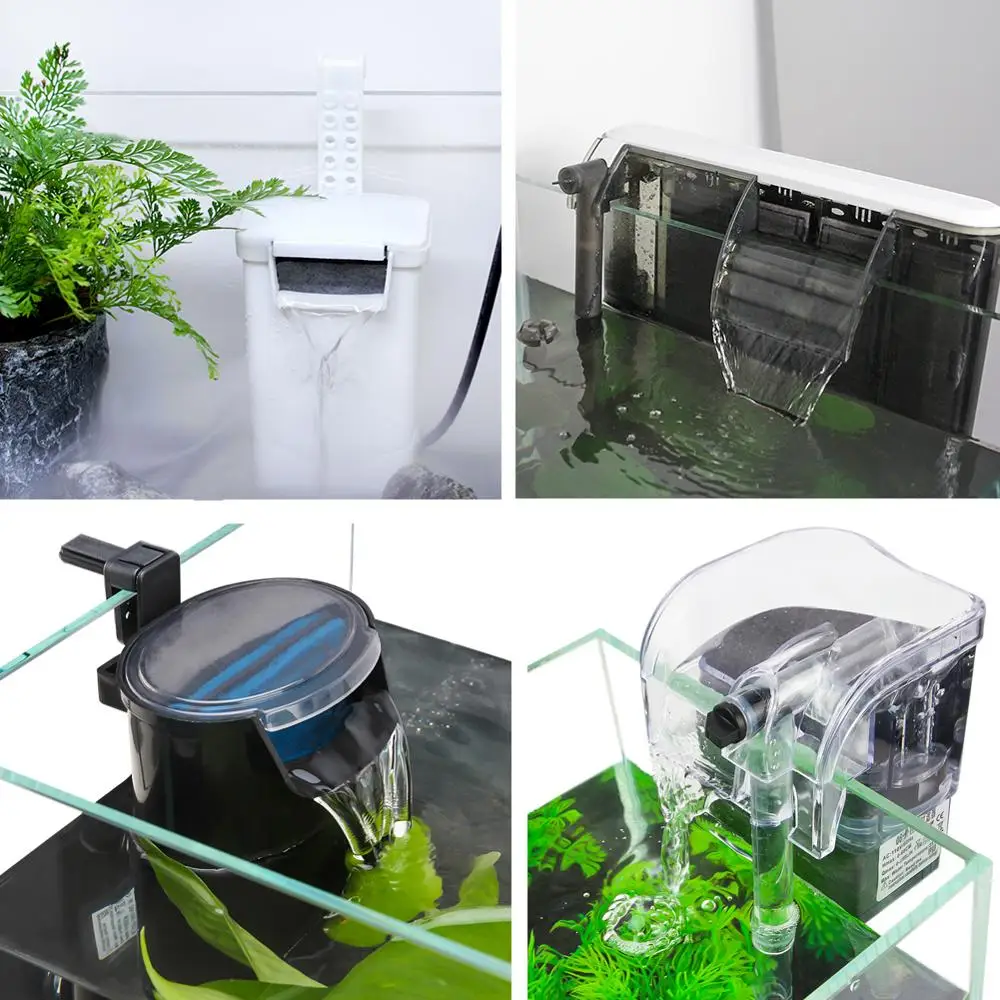 Aquarium External Hanging Filter Fish Tank Waterfall Filter Built In