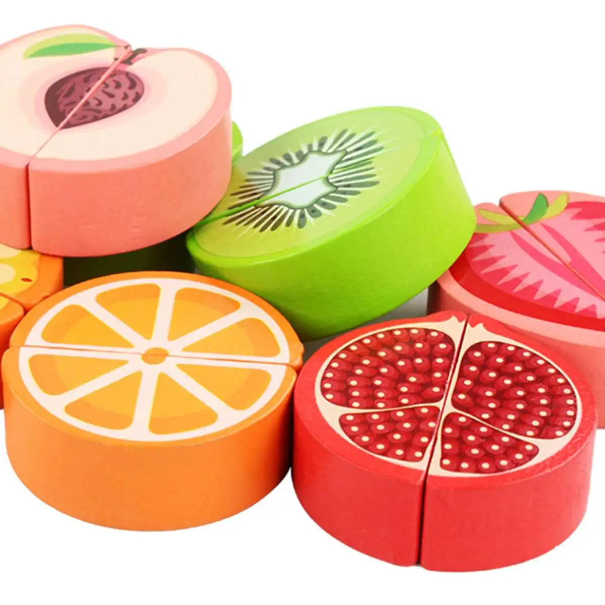 Children Wooden cut fruit Toys kids 3 in 1 Count Numbers Matching Fruits Educational Teaching Math Montessori Gift
