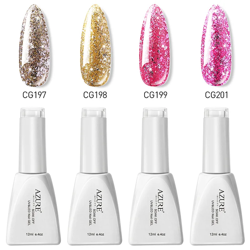 4PCS Azure beauty 6 шт/4 шт Платиновые Блестки УФ-гель для ногтей впитывающийся Блестящий лак для ногтей набор гель-лака с алмазным блеском - Цвет: 4PCS