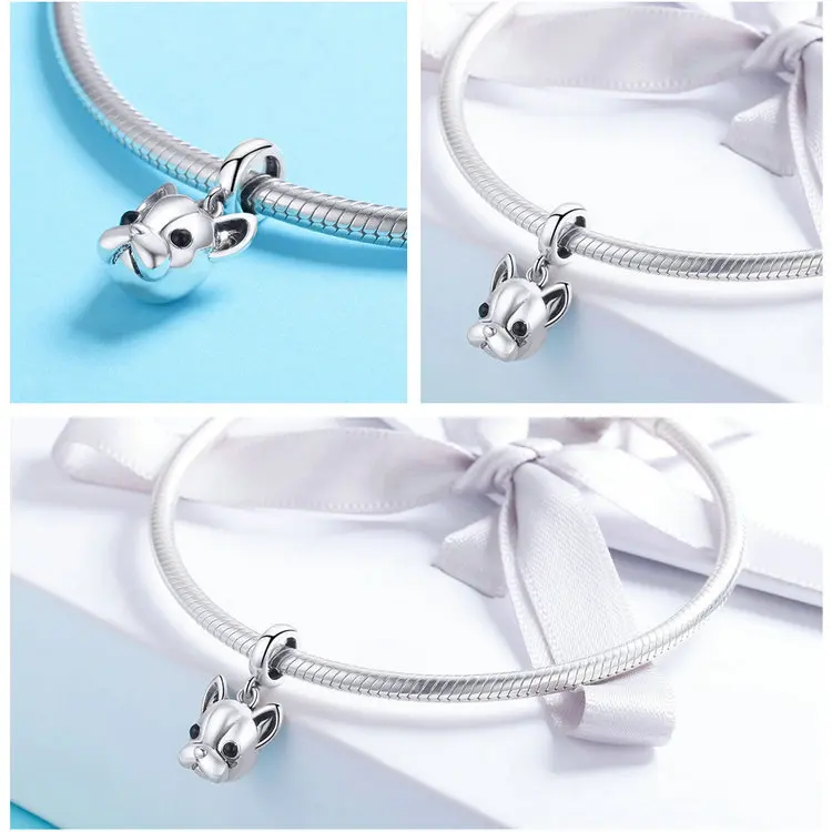 Fit Pandora браслет серебро 925 CZ луна Кот бусины собаки S925 лиса кролик обезьяна коала Медведь Подвески-талисманы с домашними животными для изготовления ювелирных изделий