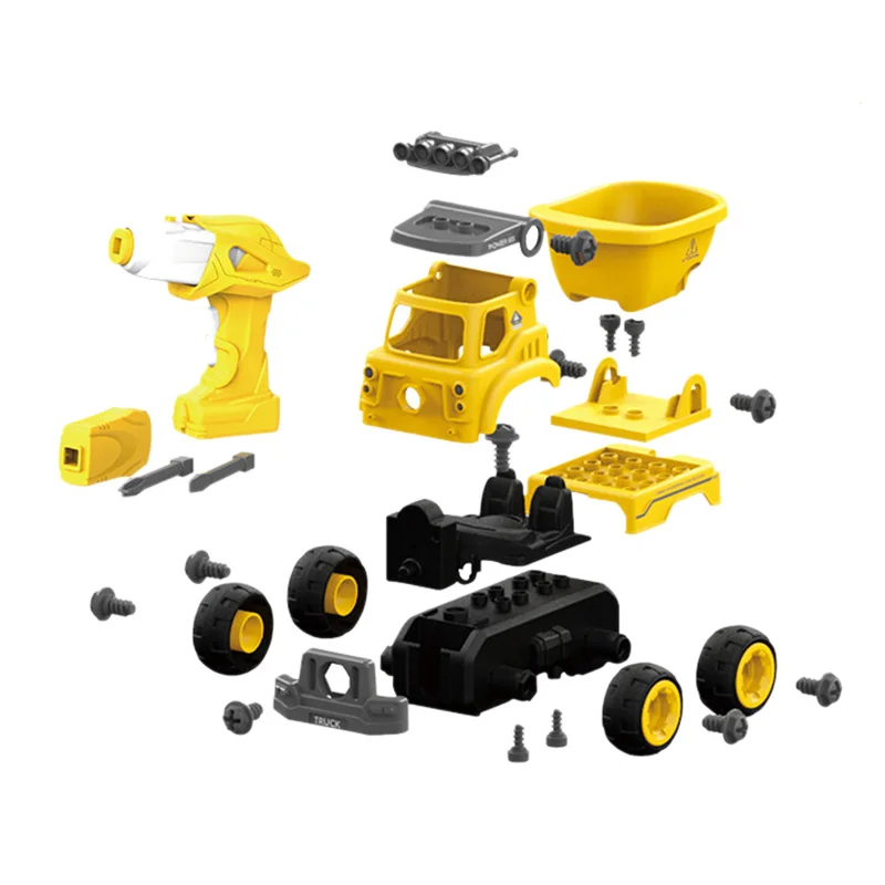Игрушка RC Truck, самосвал с дистанционным управлением, собранный автомобиль, Желтый игрушечный набор, игрушечный автомобиль с питанием, игрушки для мальчиков и девочек, детский подарок