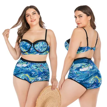 

4XL Plus Size Bikini Set Women Swimsuit Push Up Large High Waisted Bathing Suits Swimwear 2019 Summer Swimming Suit for Women