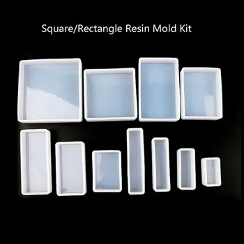 

11Pcs Square Rectangle Cubic Molds Kit Resin Casing Craft Jewelry Making Tools N58F