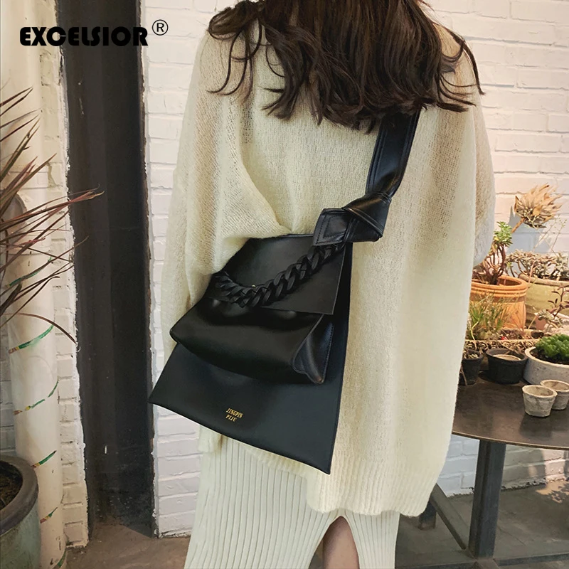Tanie EXCELSIOR torba damska skóra Crossbody torby PU solidna torebka dla kobiet 2019 akrylowy uchwyt sac głównej bolsa feminina