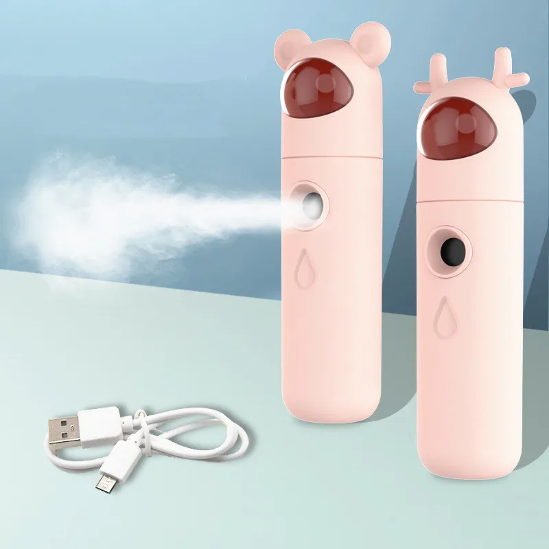 USB Pink Air Humidifier Bear Rabbit Portable Clean Care Skin Nano Spray Aroma Diffuser Facial Hydrating Spray Steamer