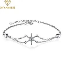 XIYANIKE 925 стерлингового серебра Новые Креативные шестиугольные звезды хрустальные браслеты для женщин пара Свадебная вечеринка ювелирные изделия Регулируемые