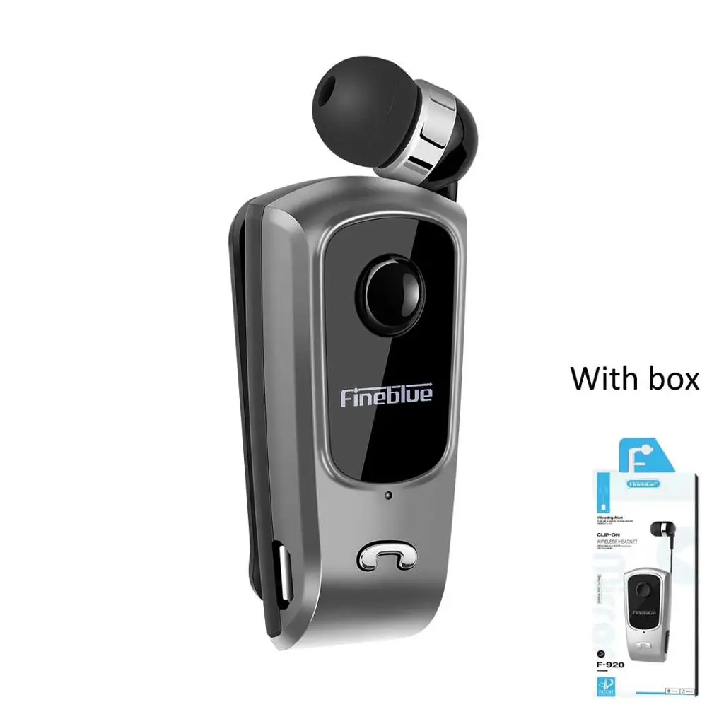 Grey with box Fineblue F920 Bluetooth 4,0 наушники с портативной сумкой беспроводной Телескопический Тип бизнес гарнитура с зажимом громкой связи для спорта - Цвет: Grey with box