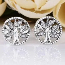 Оригинальные серьги-гвоздики в виде дерева любви с кристаллами для женщин, 925 пробы серебряные серьги, свадебный подарок, изысканные европейские ювелирные изделия