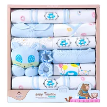 Newborns Gift Box 18 Pieces Spring And Autumn Infant's Outfit Baby Pure Cotton Underwear Gift Box Gift 0-6 Month