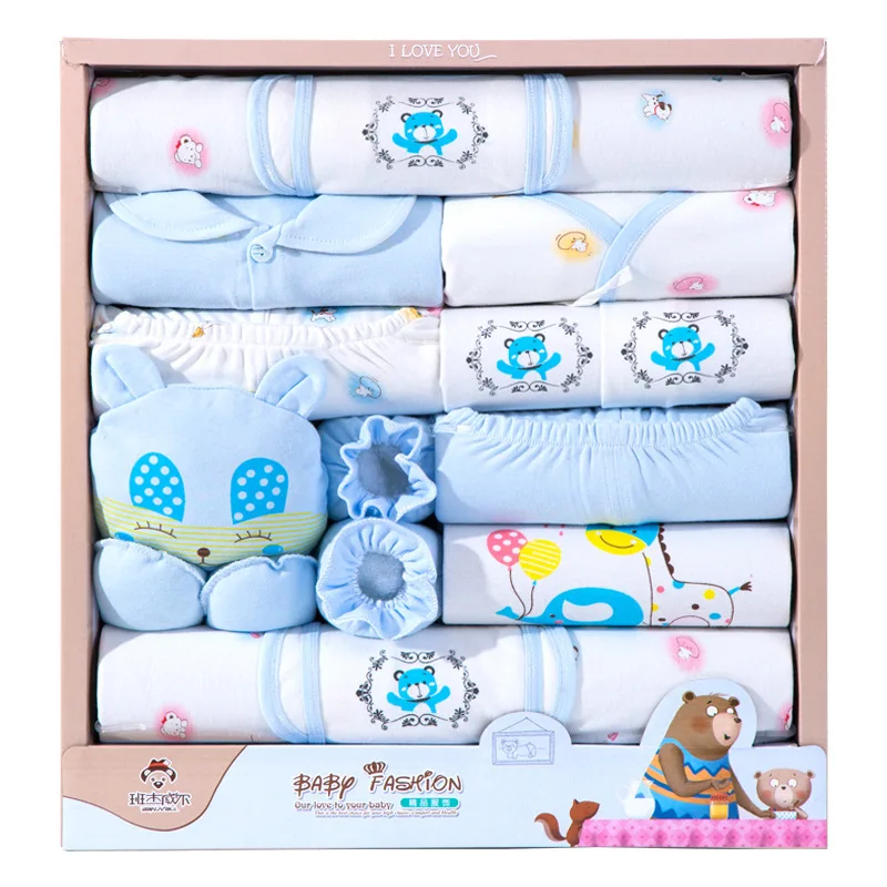 

Newborns Gift Box 18 Pieces Spring And Autumn Infant's Outfit Baby Pure Cotton Underwear Gift Box Gift 0-6 Month