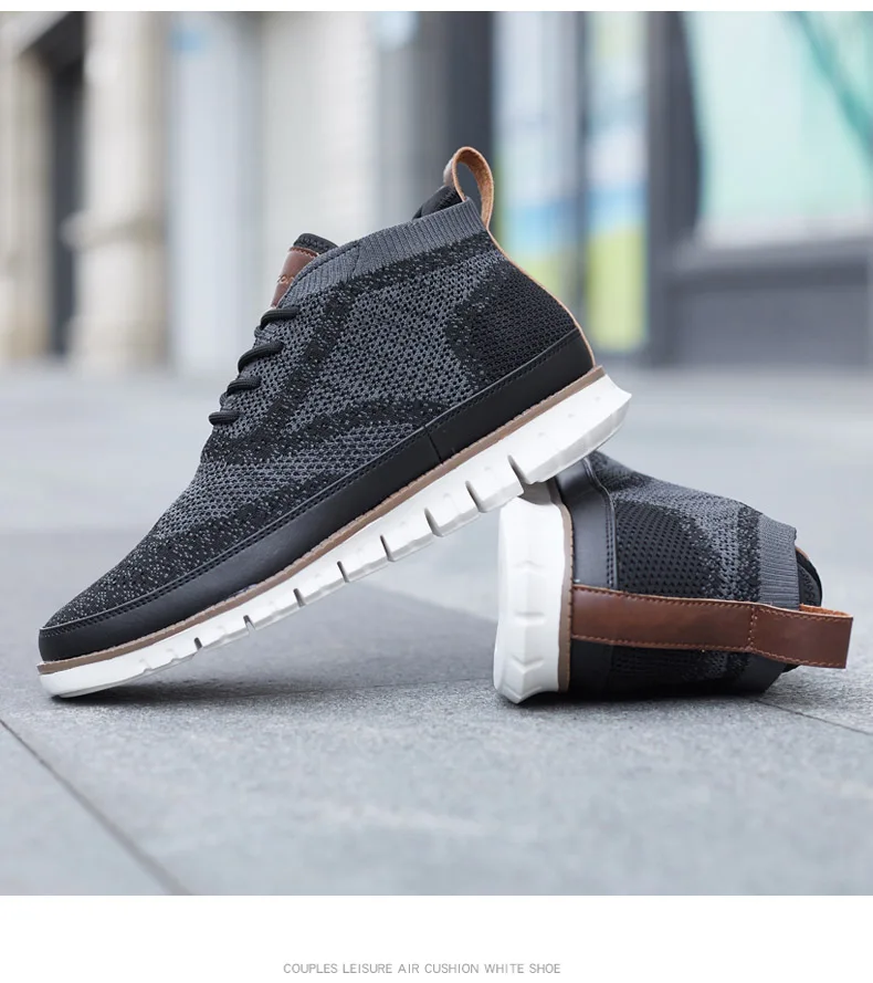 Misalwa мужские кроссовки с высоким берцем Flyknit, с двойным верхом, на шнуровке, легкая повседневная мужская обувь, удобные нескользящие Лоферы для вождения