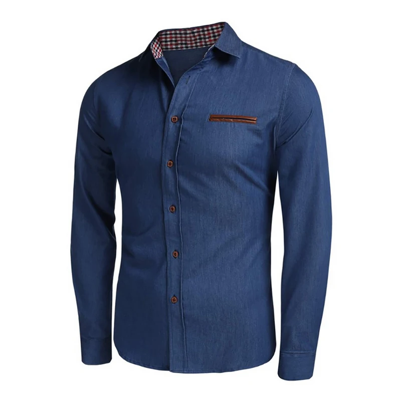 Мужские лацканы Slim Fit сплошной цвет карман бизнес с длинным рукавом одной пряжкой Осень Повседневная Блузка