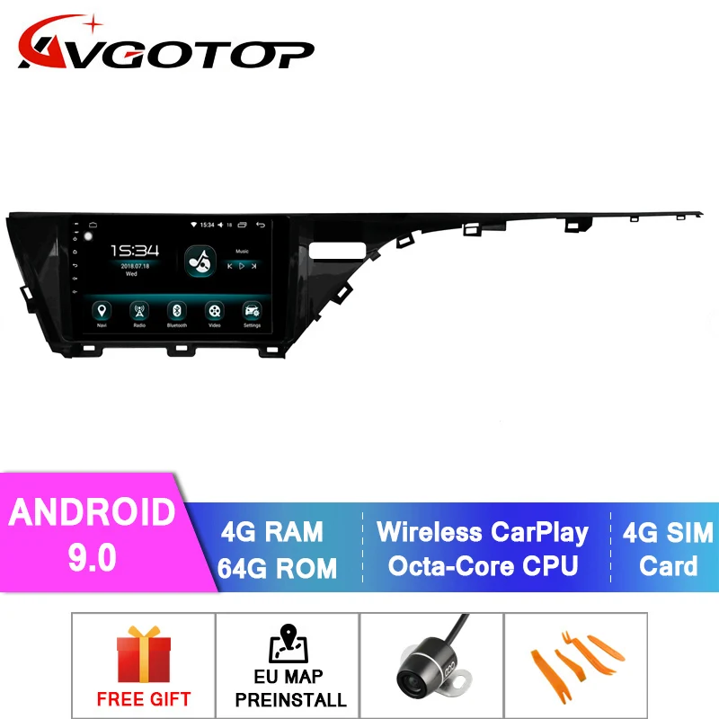 

AVGOTOP Android 9.0 Car Multimedia System For TOYOTA 2018 Camry (High) 4GB RAM 64GB FLASH BIG SCREEN in car dvd player