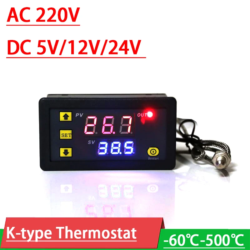 

DYKB -60 TO +500C LED Digital Temperature Controller switch K Type Thermocouple Thermometer Thermostat AC 220V/DC 5V/12V/24V