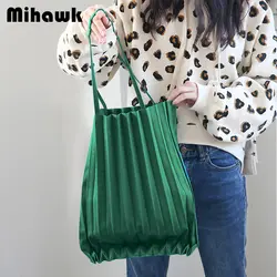 Mihawk модные плиссированные сумки для покупок для женщин Холст Tote обувь для девочек высокое качество сумка дорожный мешочек для хранения