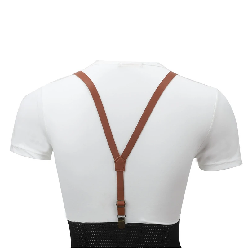 Adult/Kid Fashion Father/Son Leather Suspenders Men Boy Belt Pu Leather Clip-on Slim Braces Suspenders 1.5cm Width