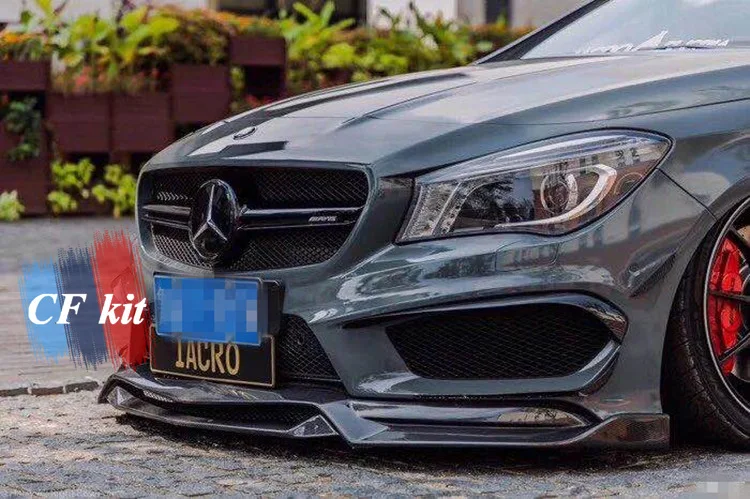 CF комплект R1 Стиль углеродного волокна передний бампер губы для Mercedes Benz W117 CLA AMG CLA45 спойлер сплиттер кузова Комплект стайлинга автомобилей