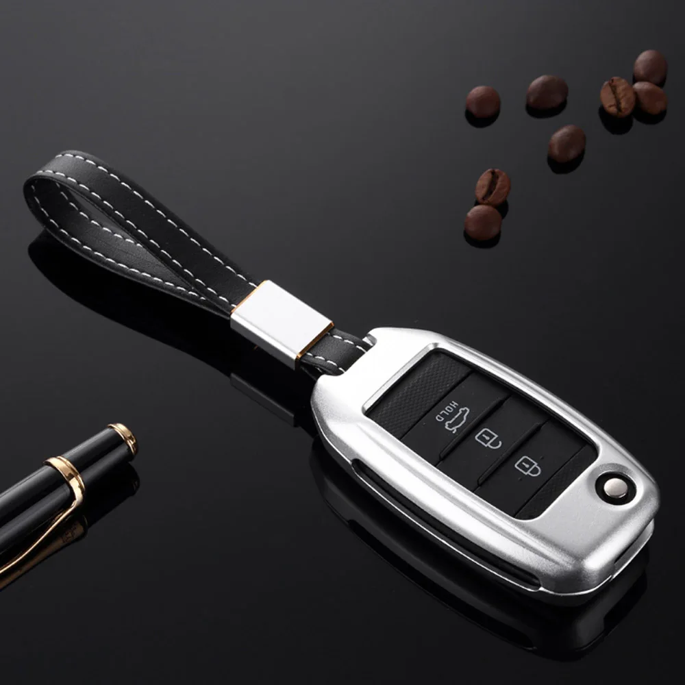 Алюминиевый сплав автомобильный чехол для ключей чехол для Kia Sportage R K3 K4 K5 Ceed Sorento Cerato KX Cross KX5 автомобильный стиль - Название цвета: Silver