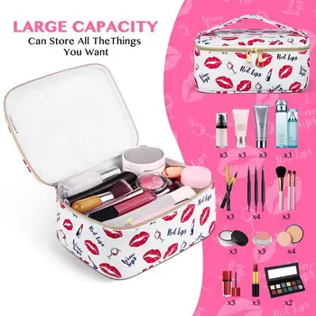 

3pcs/set Fashion Makeup Bags Lipstick Patterned Cosmetics Bags Compact Toiletries Pouch Pen Pencil Stationery Bag Makeup Bags
