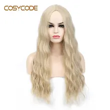 COSYCODE блонд волнистый парик длинный натуральный волнистый кудрявый парик средней части 24 дюйма без шнурка синтетический костюм косплей вечерние парики