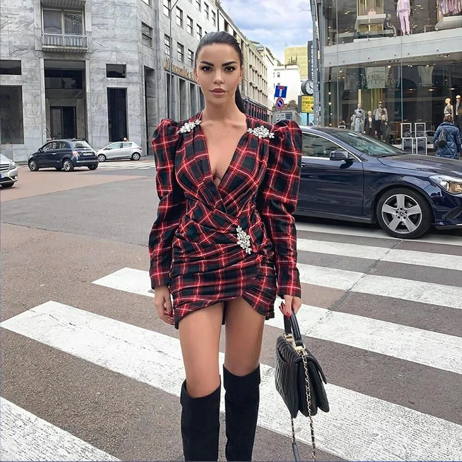 2019-New-Elegant-Palid-Long-Sleeve-V-NAeck-Sexy-Diamond-Wine-Red-Summer-Celebrity-Night-Mini (1)