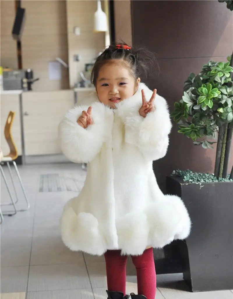 Free Shipping Baby Girls Winter Jacket Fur Thick Faux Fox Fur Coat for Girls Coats Kids Winter Outwear Fashion Parka Luxury - Цвет: as the picture