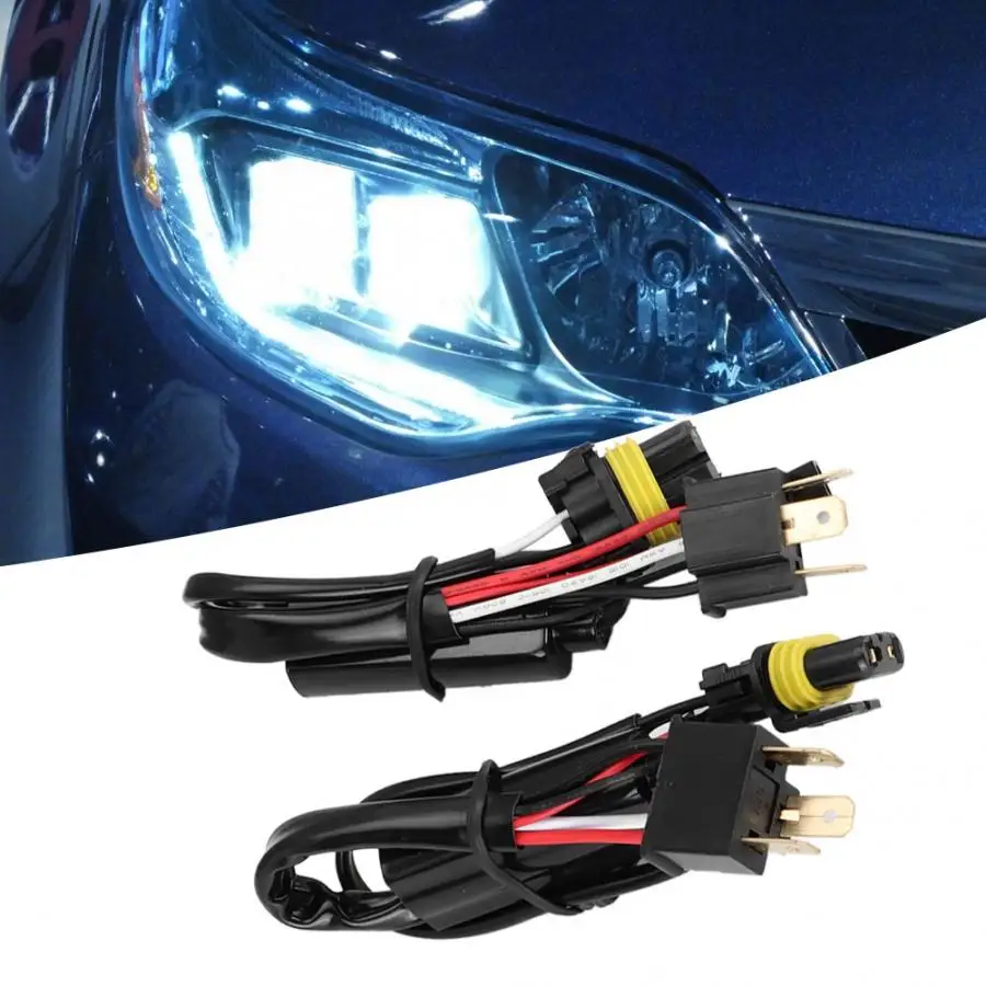 car socket 2pcs 1V1 H4 HID Relay Wiring Harness Xenon Cable Wire for Auto Motor Headlamp Light accessoire voiture